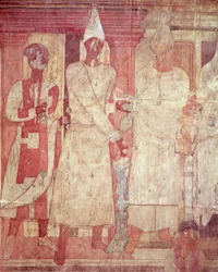 Szene eines Opfers von Conon und seiner Familie, aus dem Tempel von Bel, Dura Europos (Wandmalerei)